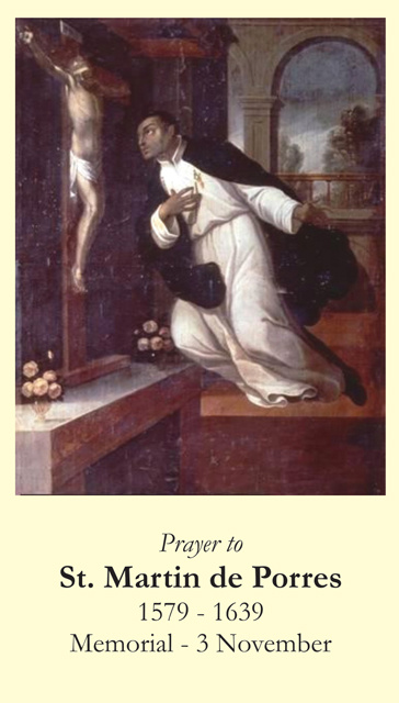 Nov 3rd: St. Martin de Porres Prayer Card